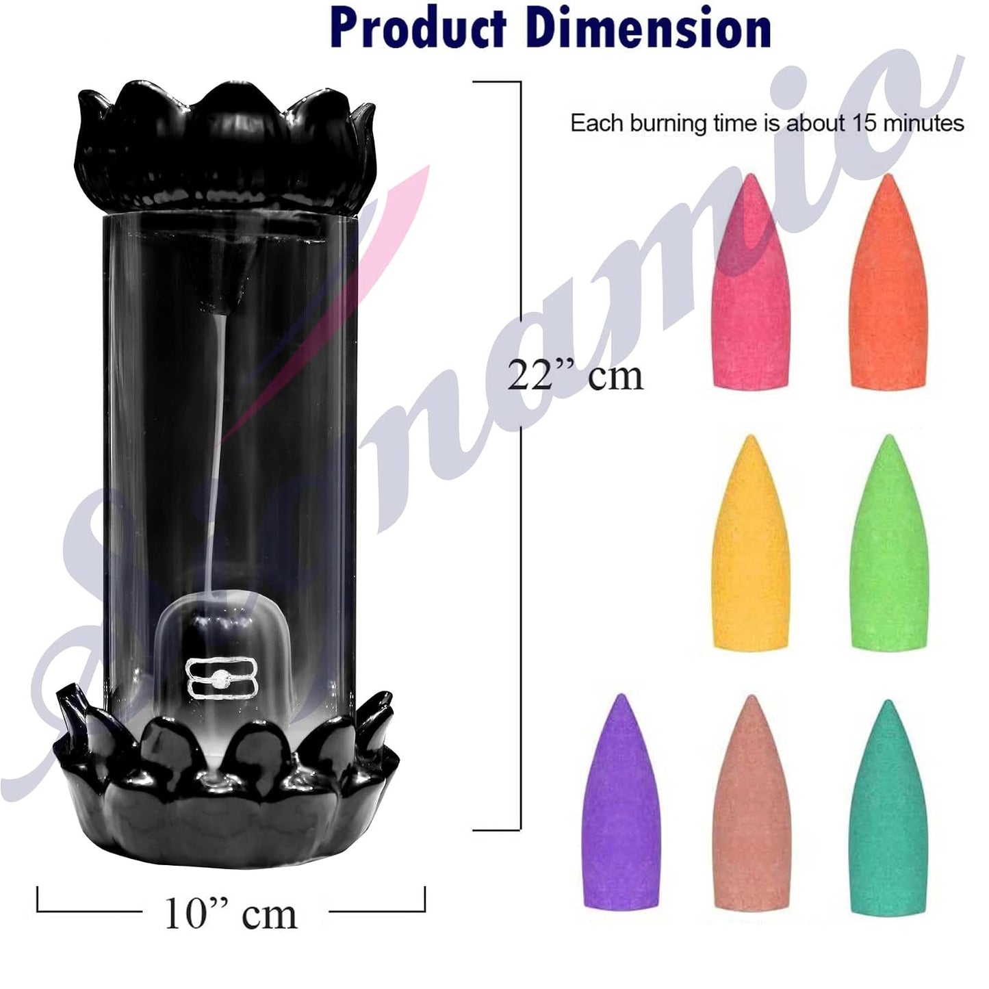 Signamio Aromatic Essence of Ceramic Shivling Shiva Backflow dhoop Smoke Fountain Incense Burner Holder with 30 Cones - Incense Holder for Meditation and Home Decor,Blue
