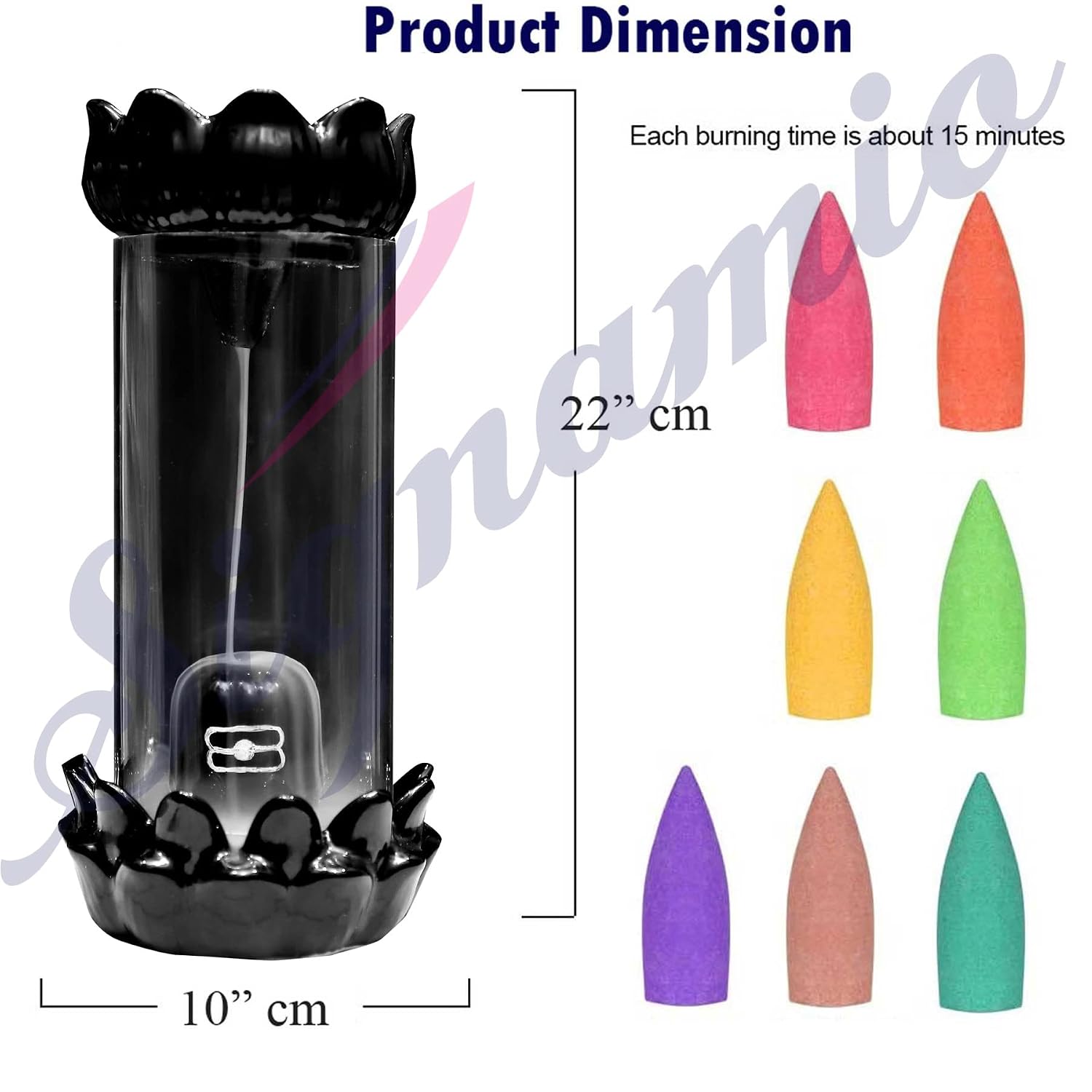 Signamio Aromatic Essence of Ceramic Shivling Shiva Backflow dhoop Smoke Fountain Incense Burner Holder with 30 Cones - Incense Holder for Meditation and Home Decor,Blue