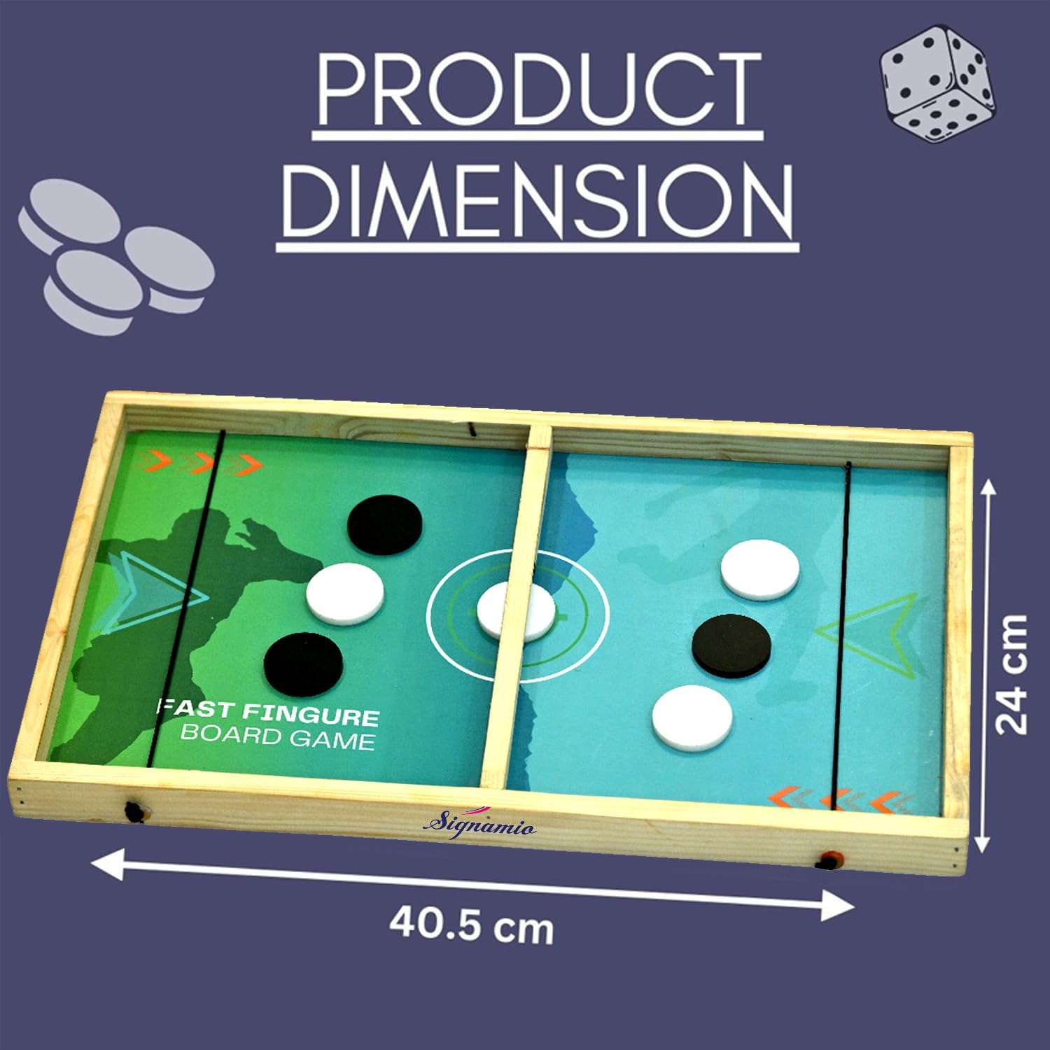 Signamio 3in1 Fastest Finger First String Sling Puck Air Ice Hockey, Ludo, Snake Wooden Board Games Set for Kids 10 Years - DN-1