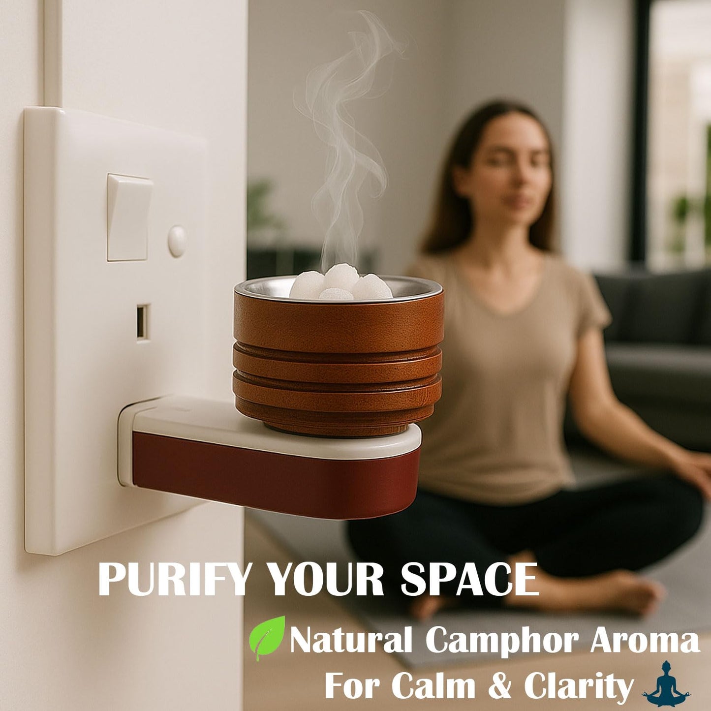 SIGNAMIO® Kapoor Kapur Dani Camphor Karpuram Bakhoor Oud Aroma Oil Diffuser Incense Dhoop Burner Electrical Stand Machine for Home Fragrance Room Freshener -DN-2,Sheesham Wood