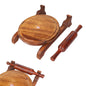 SIGNAMIO® Wooden Chakla Belan Set for Kitchen - Roti Maker with Rolling Pin and Board Stand - Perfect Chapati Rolling Board and Polpat Latna for Effortless Roti and Chapati Preparation