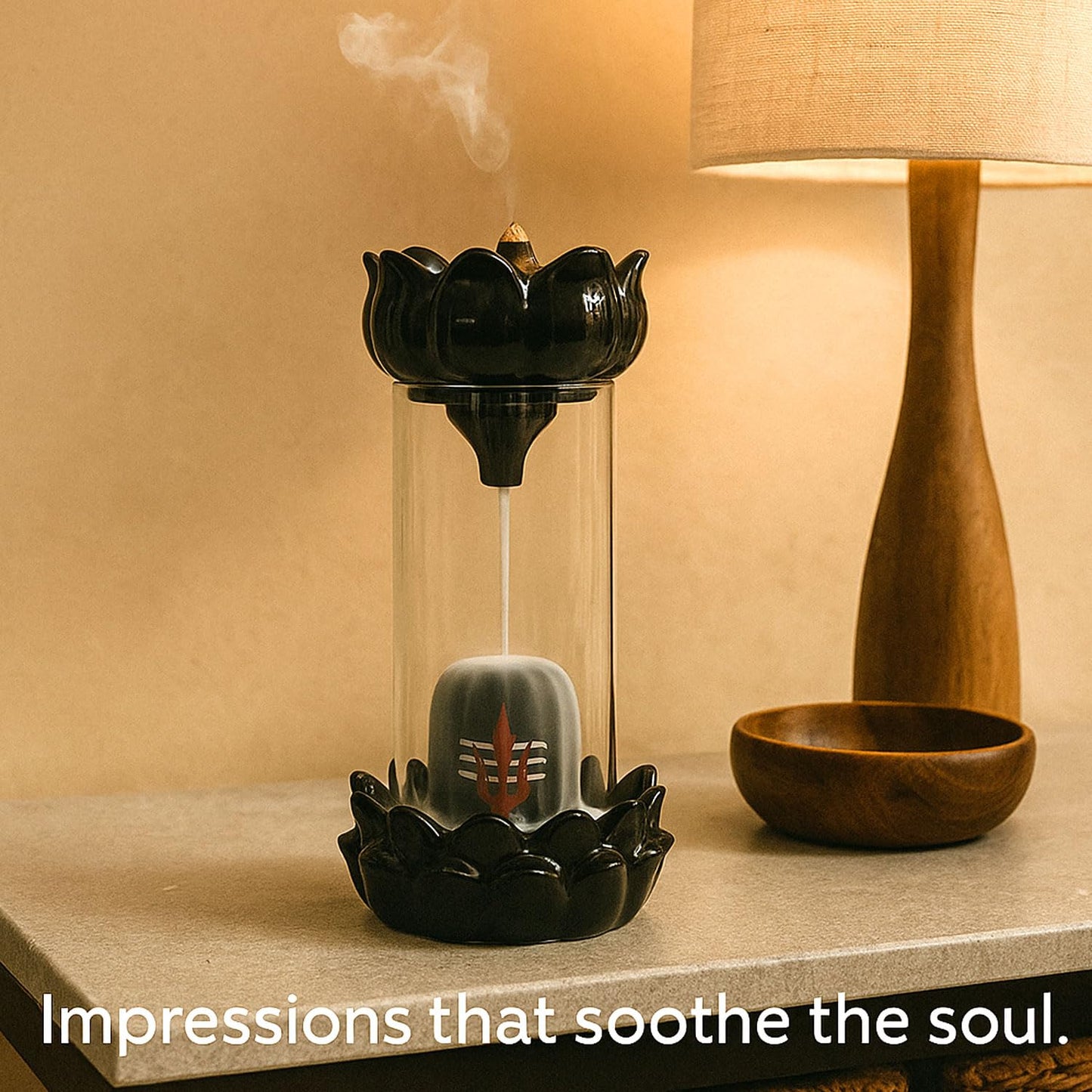 Signamio Aromatic Essence of Ceramic Shivling Backflow dhoop Smoke Fountain Incense Burner Holder with 30 Cones - Lord Shiva Incense Holder for Meditation and Home Décor, Black