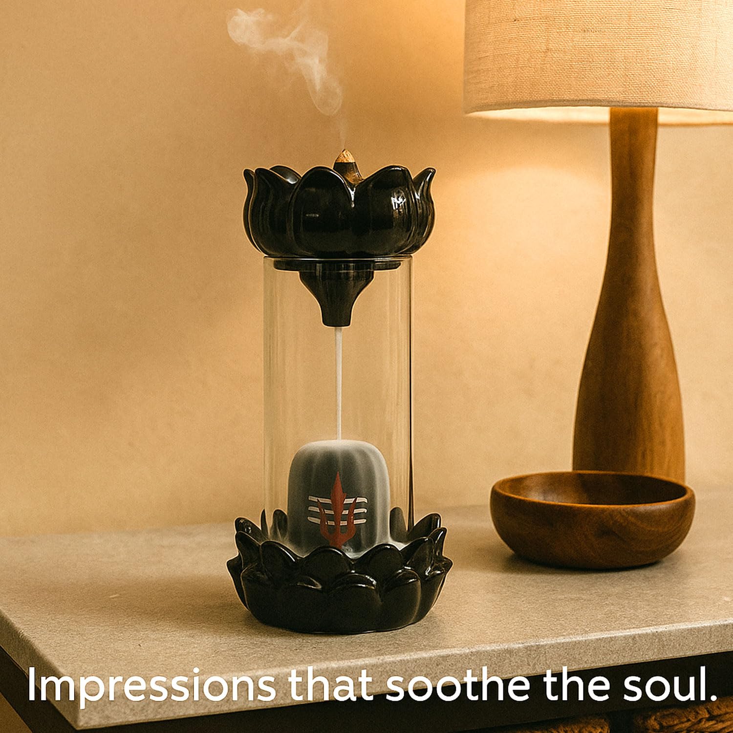 Signamio Aromatic Essence of Ceramic Shivling Backflow dhoop Smoke Fountain Incense Burner Holder with 30 Cones - Lord Shiva Incense Holder for Meditation and Home Décor, Black