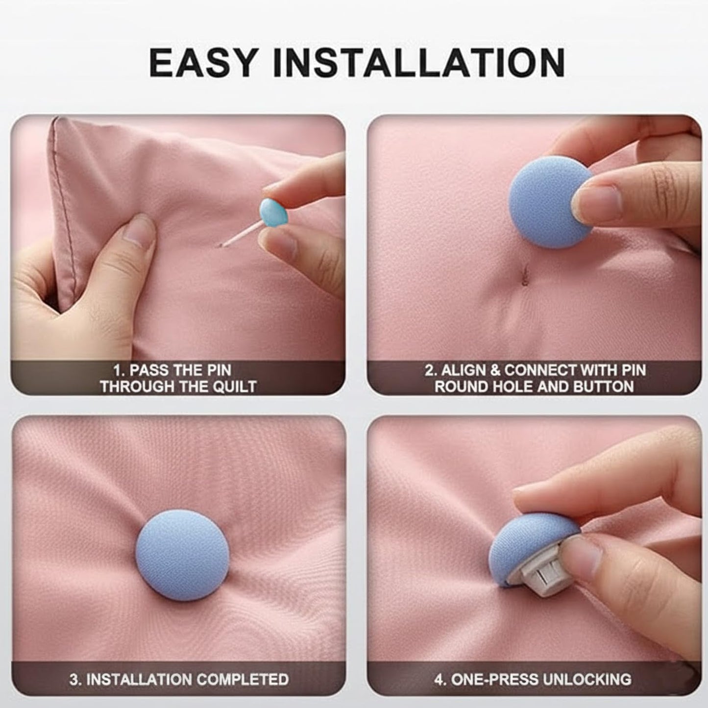 Signamio Quilt Button Fixers - 10 Pcs Set, Blanket Clips for Cover, Blanket Button Clip, Duvet Clip Holder, Secure Hold for Bedsheet, Blanket, Rajai, Ideal for Bedroom Essentials - Blue Color