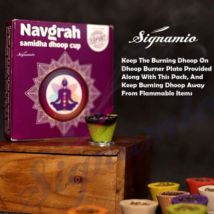 SIGNAMIO Wood Navgrah Sambrani Havan Dhoop Cup for Pooja With Divine Fragrance(Pack Of 3, 36 Cups)For Home & Office, Yoga, Puja, Prayer, Festival, Meditation & Spiritual Events