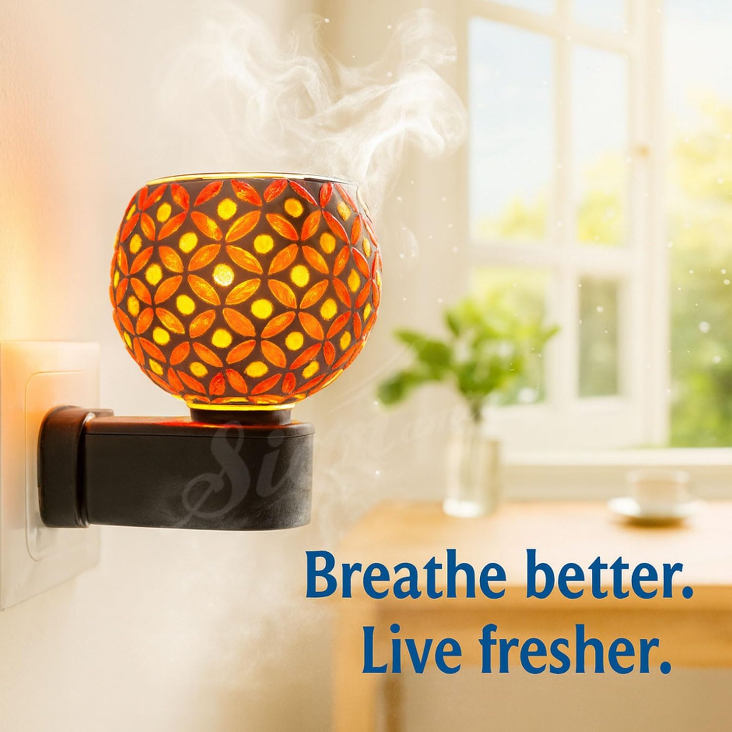 SIGNAMIO Multi Color 2 in 1 Kapoor Dani Electric Camphor Diffuser Burner & Aroma Diffuser Home Fragrance with Night Lamp, Perfect for Pooja Rooms & Daily Room Freshener Needs - DN-12