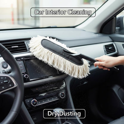 Signamio Car Duster Microfiber Brush Car Cleaning Accessories Compact Soft Non Scratch Fibers for Interior and Exterior Dusting Detailing and Quick Touch Ups - White
