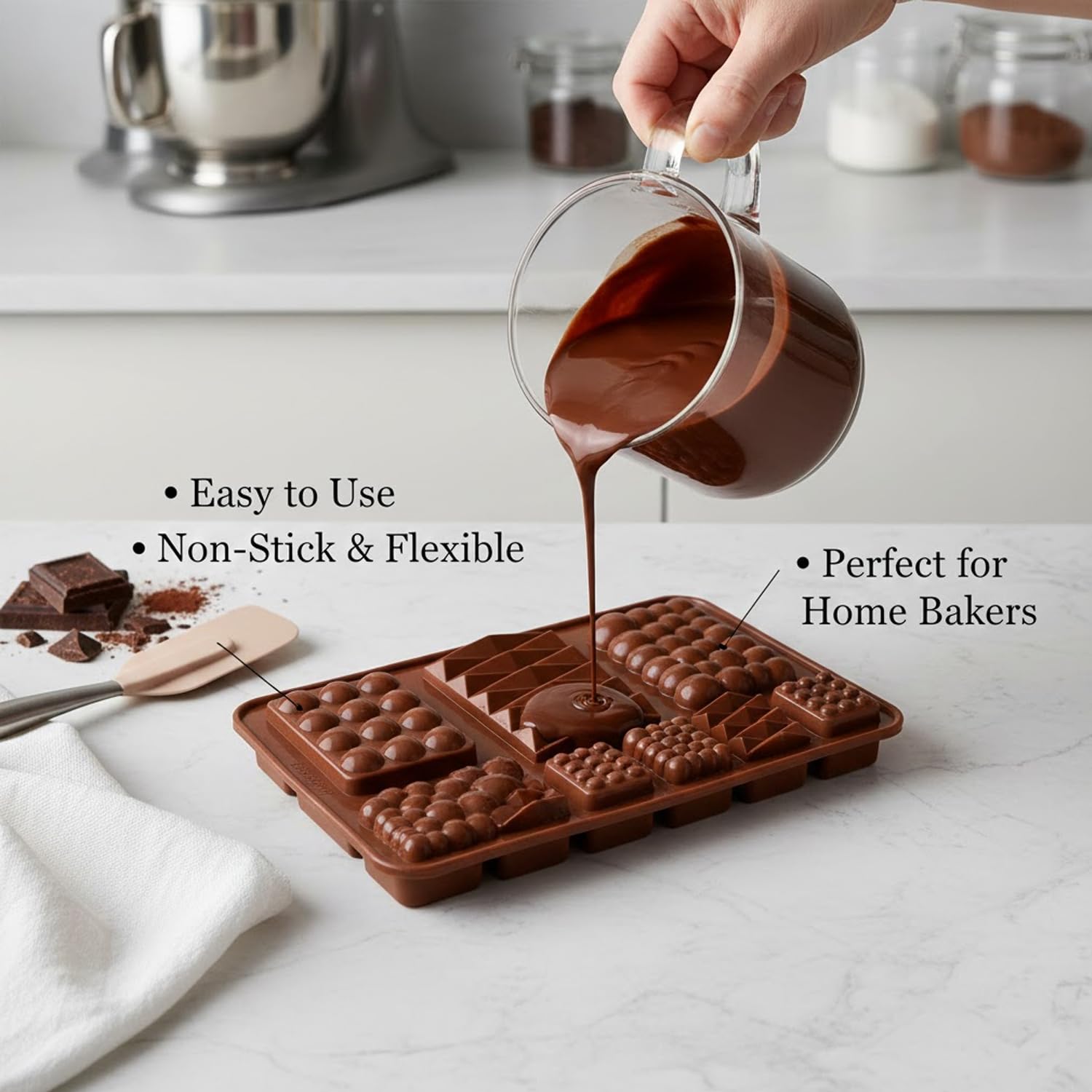Signamio Chocolate Mould 9in1 - Bubble & Zigzag Shapes, Multiple Sizes - Premium Chocolate Mould Silicone for Creative Confectionery - Durable and Flexible Chocolate Silicone Mould