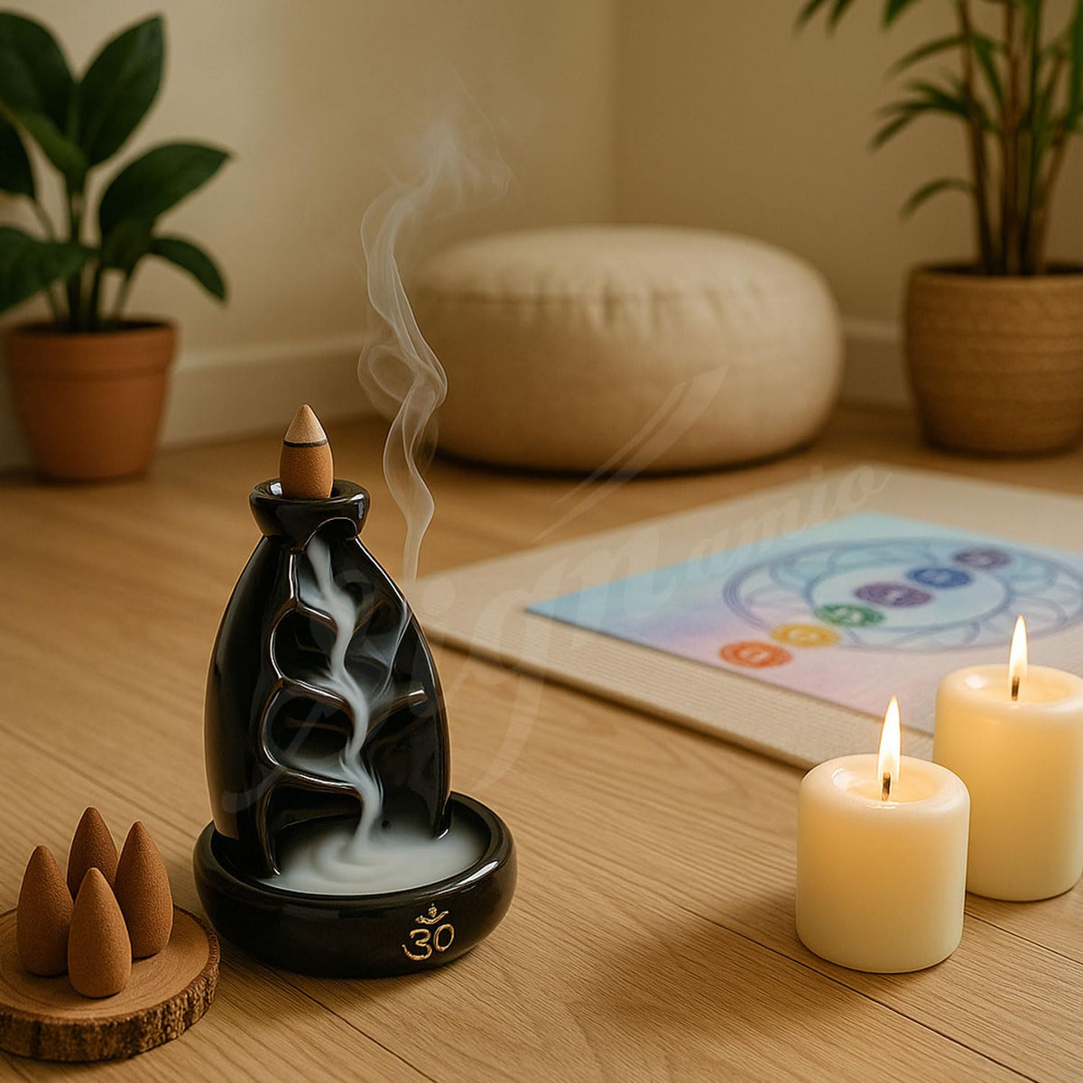 SIGNAMIO Wood Back Flow For Incense Holder Burner Back Flow Incense Cones, Aromatherapy Ornament Home Decor-100-Pcs-Cone-Multi Color