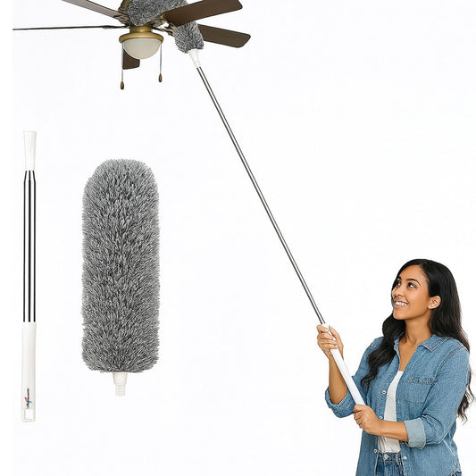Signamio Cleaning Essentials: Microfiber Fan Cleaner & Wall Cleaning Mop with Long Handle, Expandable Dusting Stick, Extends Up to 100 Inches, Washable for Efficient Dust Removal