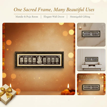 SIGNAMIO 999 Pure Silver Ashtavinayak Ganesha Photo Frame - Elegant Gift for Pooja Room, Premium Silver God Photo Frames