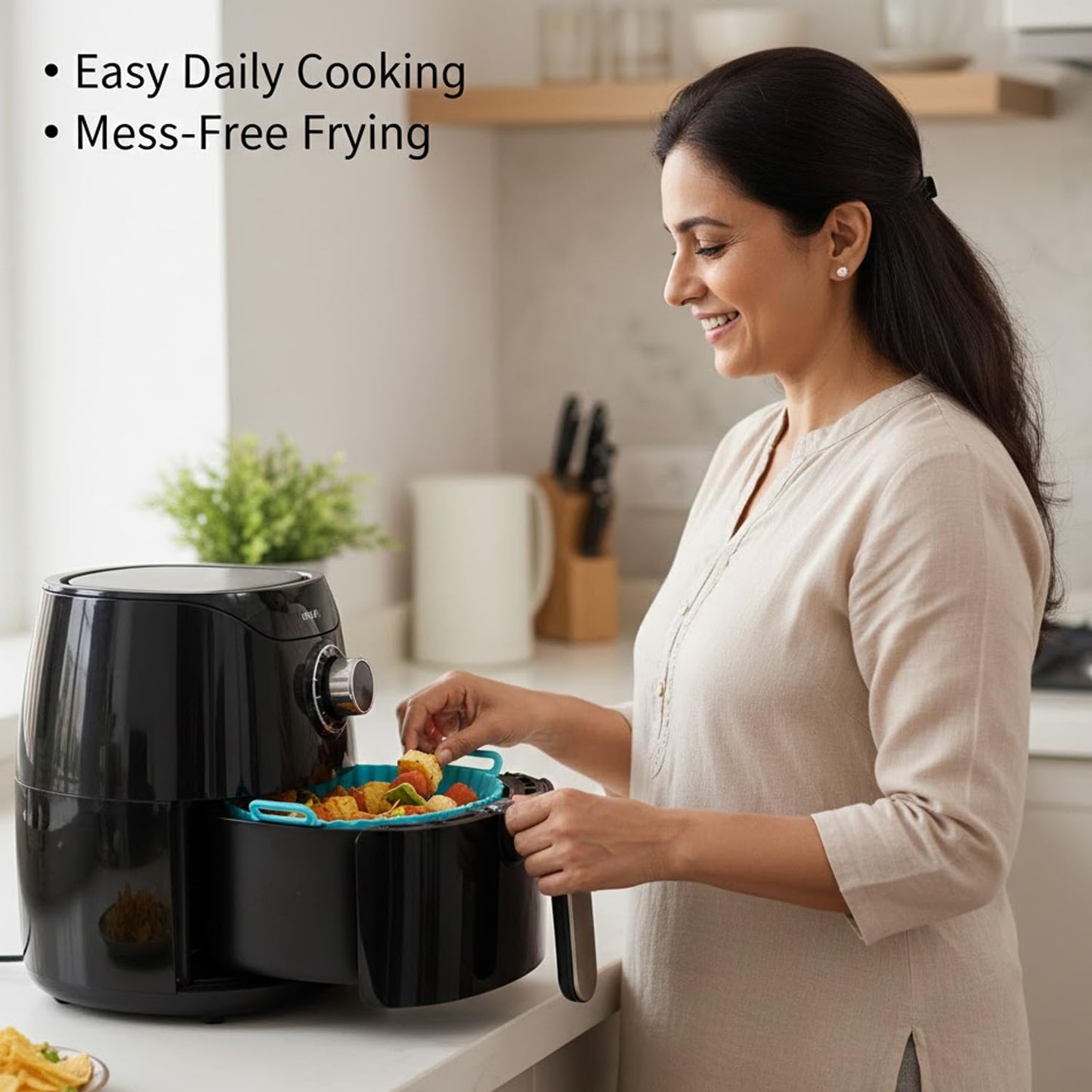 Signamio Air Fryer Silicone Tray 2 Pcs Set - Reusable Silicone Tray, Non-Stick, Heat Resistant, Easy to Clean