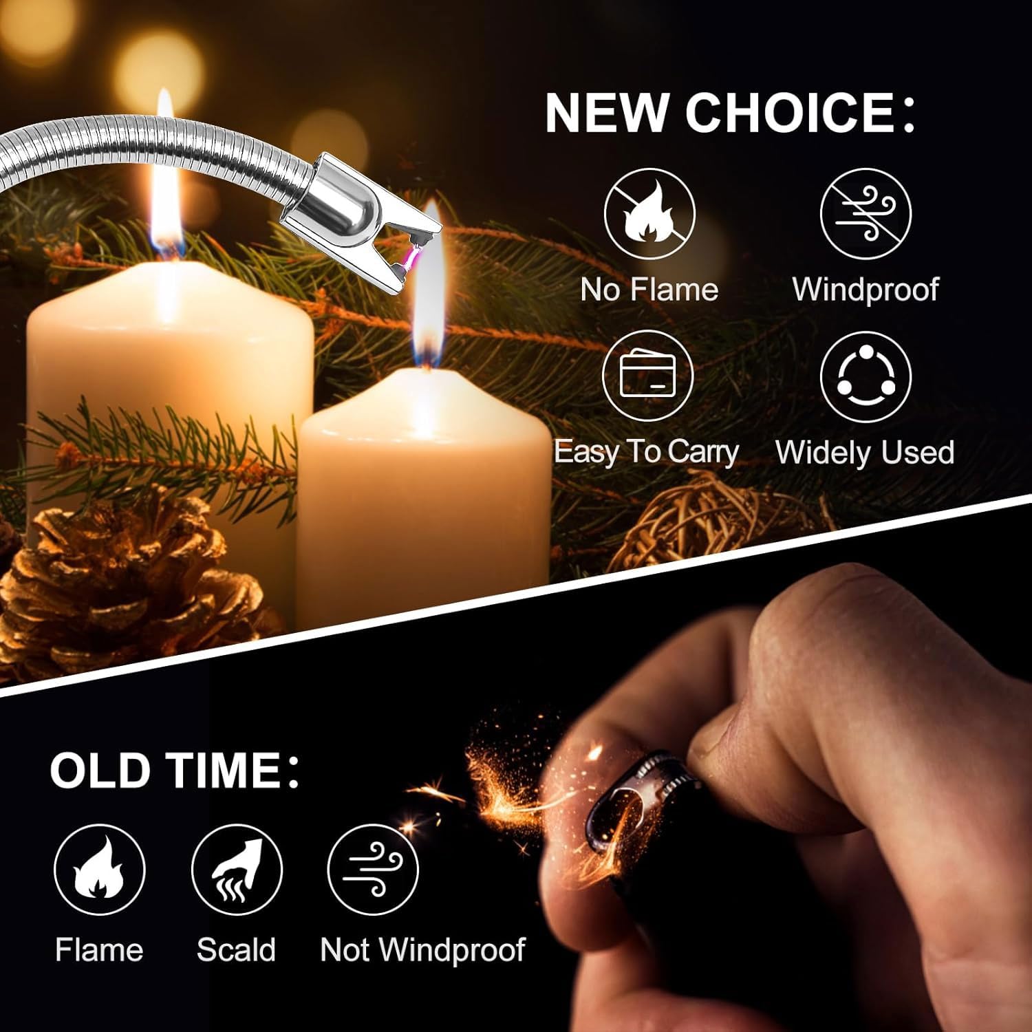 Signamio Lighter for Gas Stove - Electric Lighter Rechargeable with USB, 360 Flexible Neck