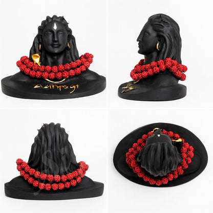 SIGNAMIO® Lord god Mahadev Bholenath Shivji Adiyogi Shiva Statue Idol Murti for Car Dashboard with Rudraksh Mala Idle,Home Decor - Handcrafted Resin Figurine | Spiritual Gift for Meditation 3 inch