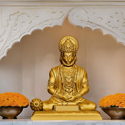 SIGNAMIO® Gold Hanuman Ji Idol Statue for Car Dashboard - Divine Bajrangbali Murti, Perfect Hindu God Gift Item and Home Puja Decoration Ideal Hanuman Murti as Car Dashboard Accessory