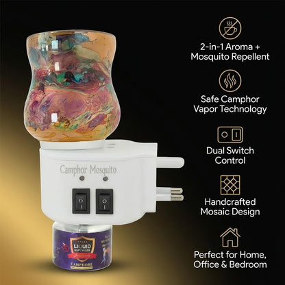 Signamio 3 in 1 Multi-Functional Camphor Diffuser Burner - Kapoor Dani Electrical Camphor with Night Lamp & Mosquito Repellent | Kapoor Dani for Home Fragrance and Ambient Lighting DN-30