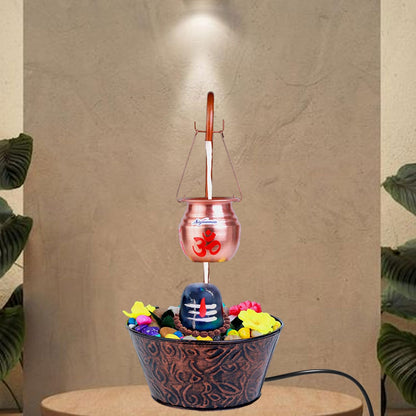 SIGNAMIO Iron Essence Of Shiva Waterfall Fountain, Aromatic Fountain, Lord Shiva Idol Shivling Incense Holder, Home Decor, Temple, Office - 17X9 Inch