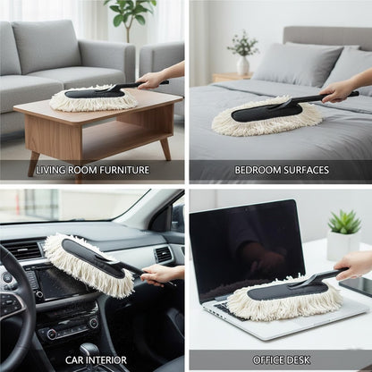 Signamio Car Duster Microfiber Brush Car Cleaning Accessories Compact Soft Non Scratch Fibers for Interior and Exterior Dusting Detailing and Quick Touch Ups - White