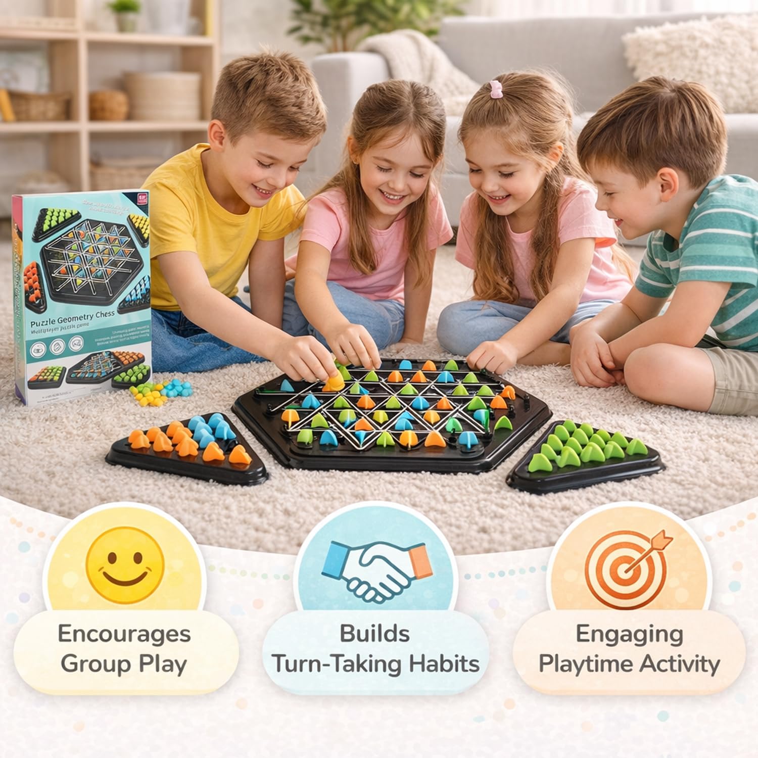 SIGNAMIO Puzzle Geometry Memory Chess Triangle Strategy Board Games for 6 to 10+ Years for Families and Games for Adults at Home Kids and Teens