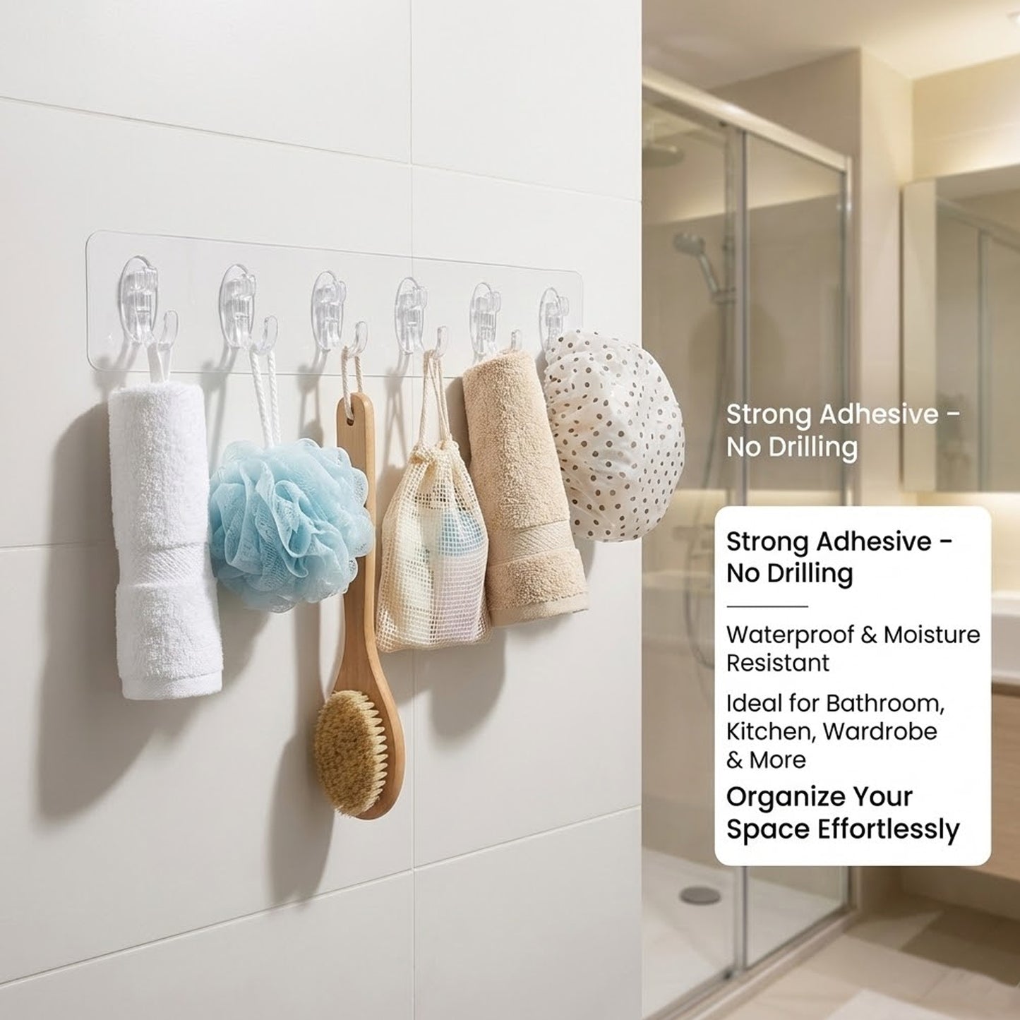 Self Adhesive 6-in-1 Wall Hooks 1 pcs -