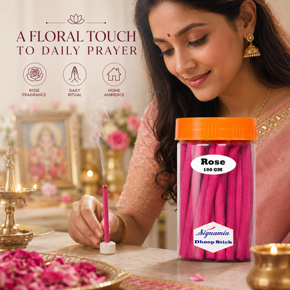 Premium Dhoop Stick 100gm - Rose -(Packing-Jar)