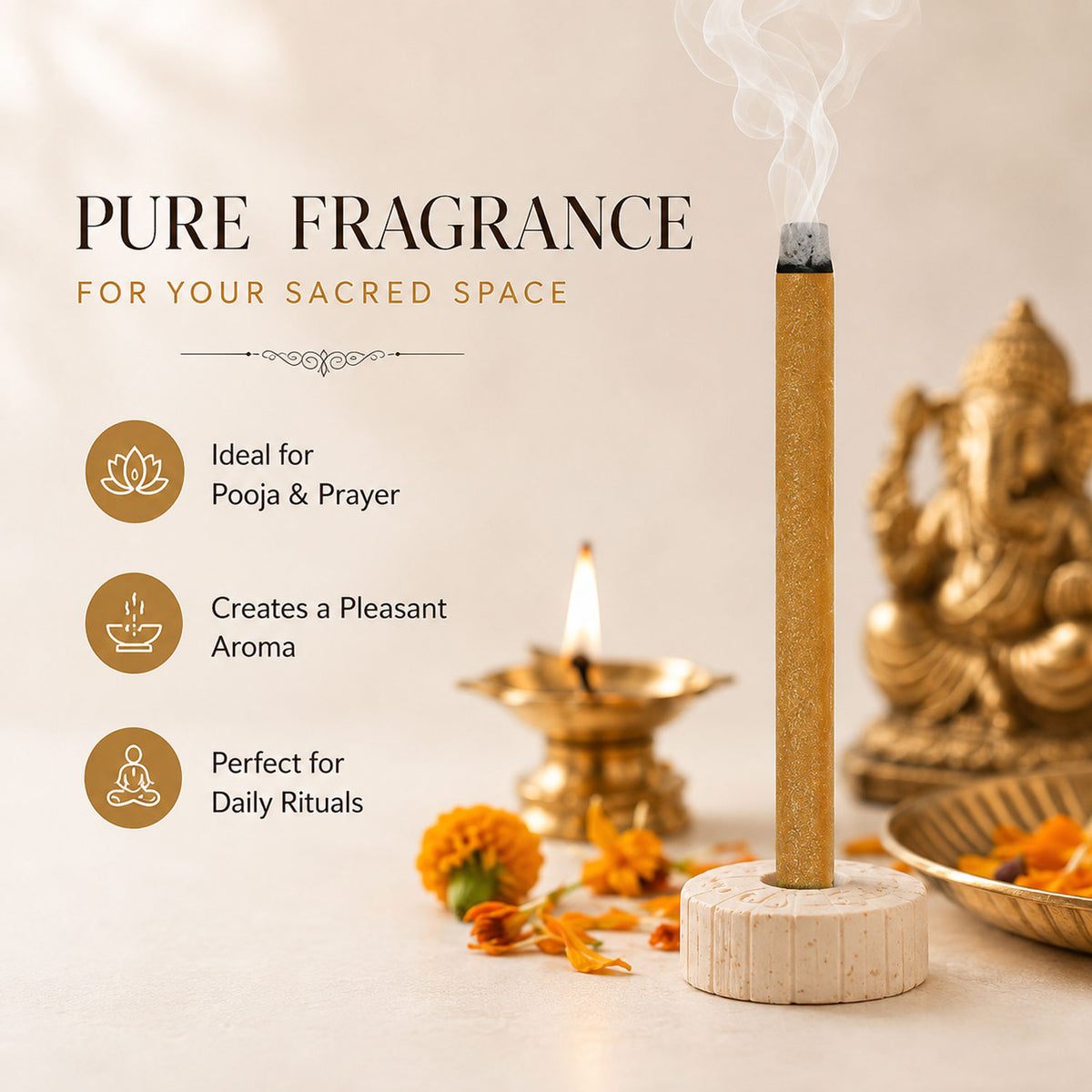 Regular Metallic Dhoop Stick 100gm -Yellow-(Packing-Jar)