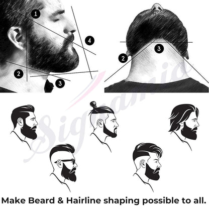 SIGNAMIO All in 1 Multi Purpose Transparent Beard Shaper tool Kit for Men | Beard Shaping Stencil Comb for men styling shave for neck line guide - Grooming kit