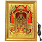 SIGNAMIO® Designer Handmade Stone Moti Work with Gold led Light Sculpture of 3D Tirupati Balaji wall Hanging Photo Frame with for Puja Room,Home,Office,wall decoration-1pcs (23X18 Inch)