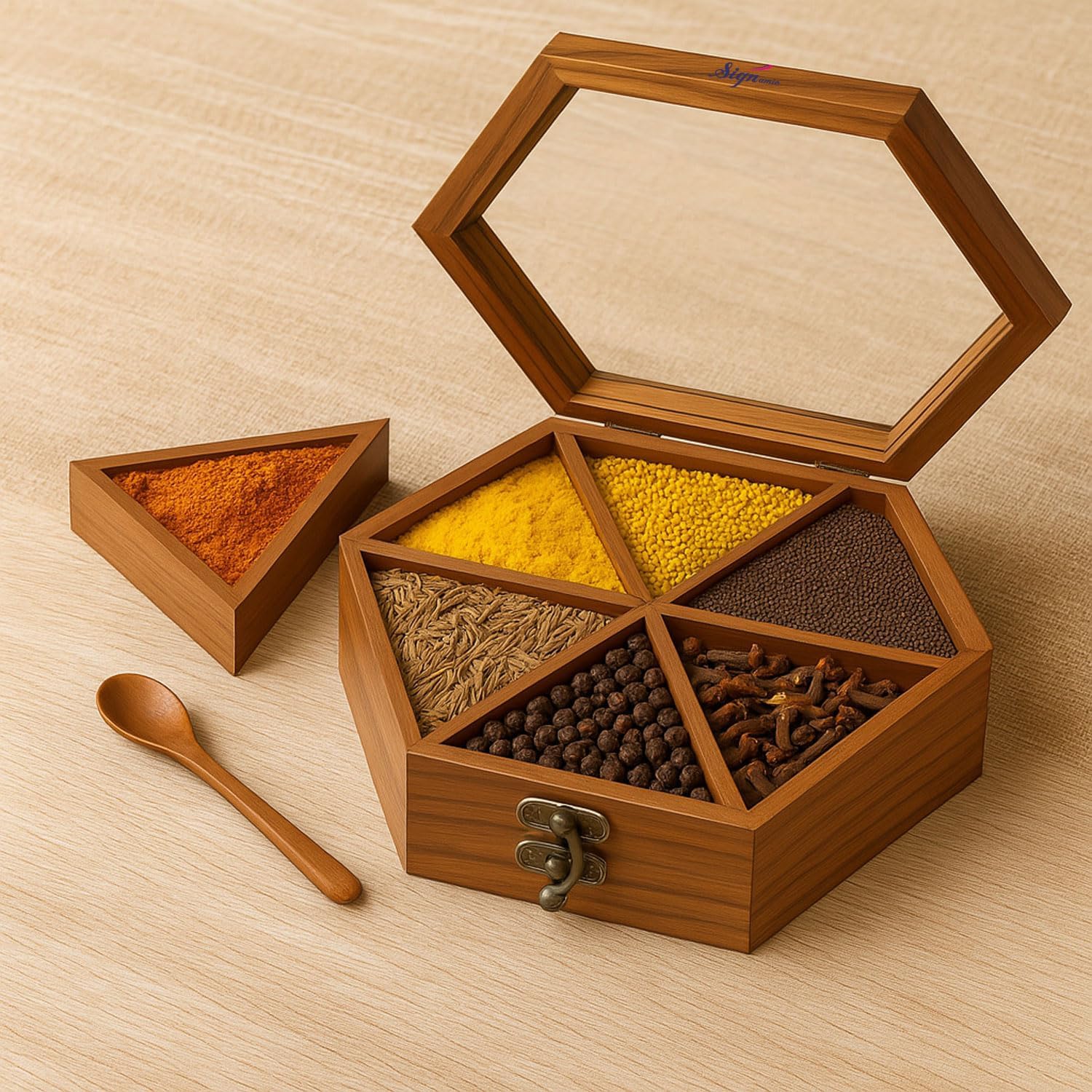 Signamio Decorative Dry Fruit Container Box - 4-Container Dryfruit Box for Home Decor, Elegant Wooden Dry Fruit Box with Lids, Ideal for Gifting and Organizing