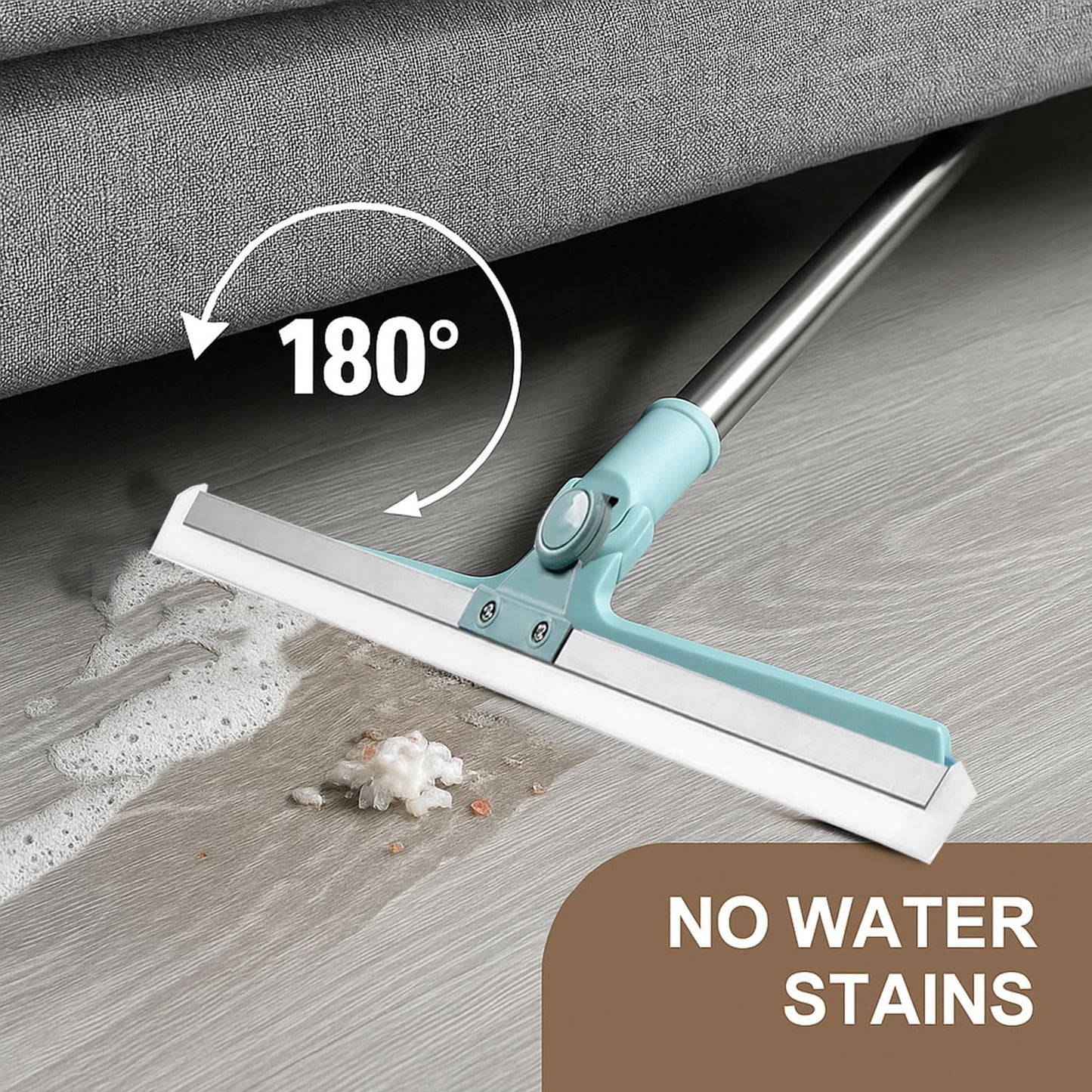 Signamio Magic Broom Sweeper with 180° Rotational Silicone Floor Wiper - Extendable Stainless Steel Handle Upto 110 Cm, Multifunctional Magic Broom for Bathroom Home Cleaning