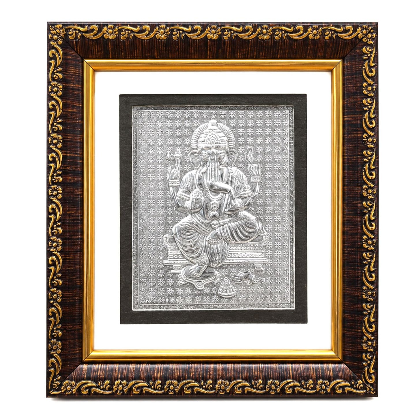 SIGNAMIO 999 Pure Silver Ganesha Photo Frame - Elegant Gift for Pooja Room, Ideal Pure Silver Gift Items