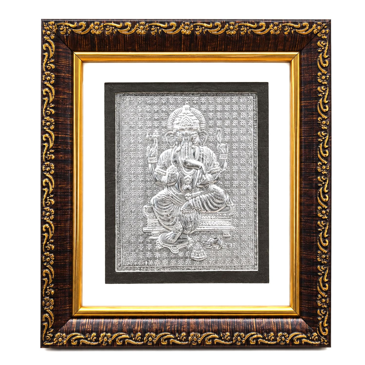 SIGNAMIO® Designer Handmade Stone Moti Work with Gold led Light Sculpture of 3D Lord Ram Darbar wall Hanging Photo Frame with for Puja Room,Home,Office,wall decoration-1pcs (23X18 Inch)