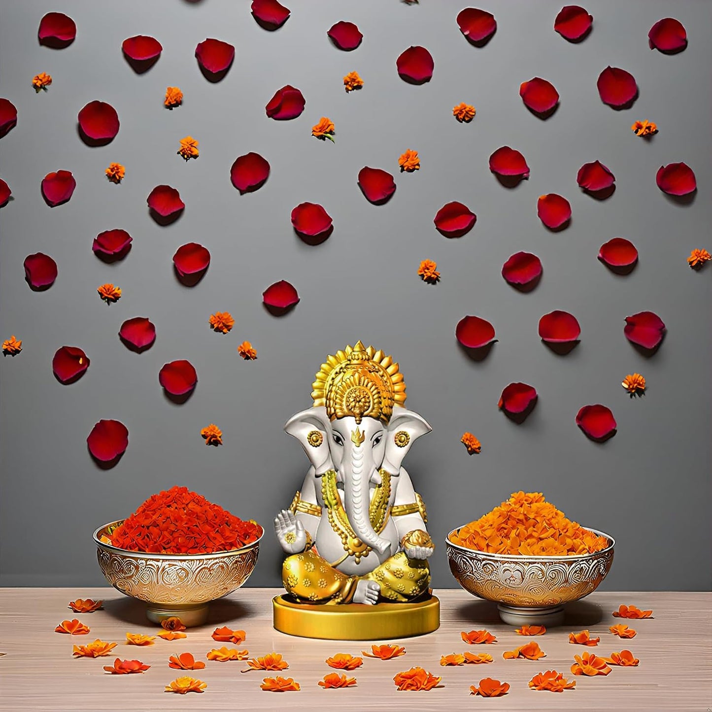 Signamio Handcrafted White Ganesha Idol for Car Dashboard Item: Ganesh Ji, Ganpati Bappa Murti for Home Decor - Exquisite Car God Idols for a Divine Touch in Your Vehicle and Home
