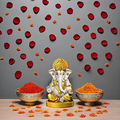 Signamio Handcrafted White Ganesha Idol for Car Dashboard Item: Ganesh Ji, Ganpati Bappa Murti for Home Decor - Exquisite Car God Idols for a Divine Touch in Your Vehicle and Home