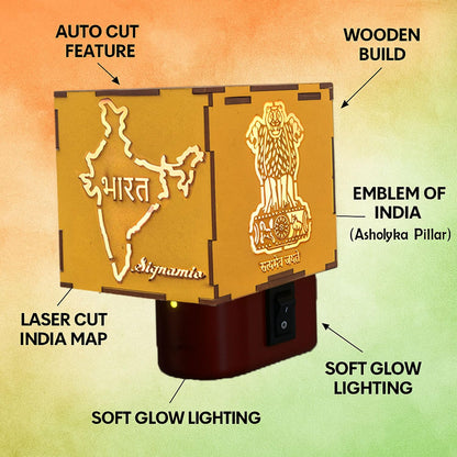 SIGNAMIO® Auto Cut Wooden Bharat Camphor Kapoor Bakhoor Oud Aroma Oil Diffuser Incense Dhoop Burner Electrical Stand Machine for Home Fragrance with Night Lamp