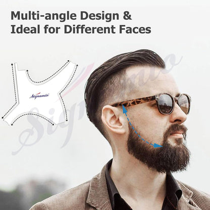 SIGNAMIO All in 1 Multi Purpose Transparent Beard Shaper tool Kit for Men | Beard Shaping Stencil Comb for men styling shave for neck line guide - Grooming kit