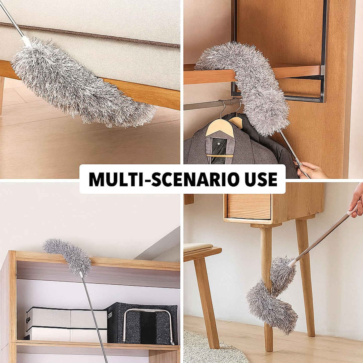 Signamio Cleaning Essentials: Microfiber Fan Cleaner & Wall Cleaning Mop with Long Handle, Expandable Dusting Stick, Extends Up to 100 Inches, Washable for Efficient Dust Removal