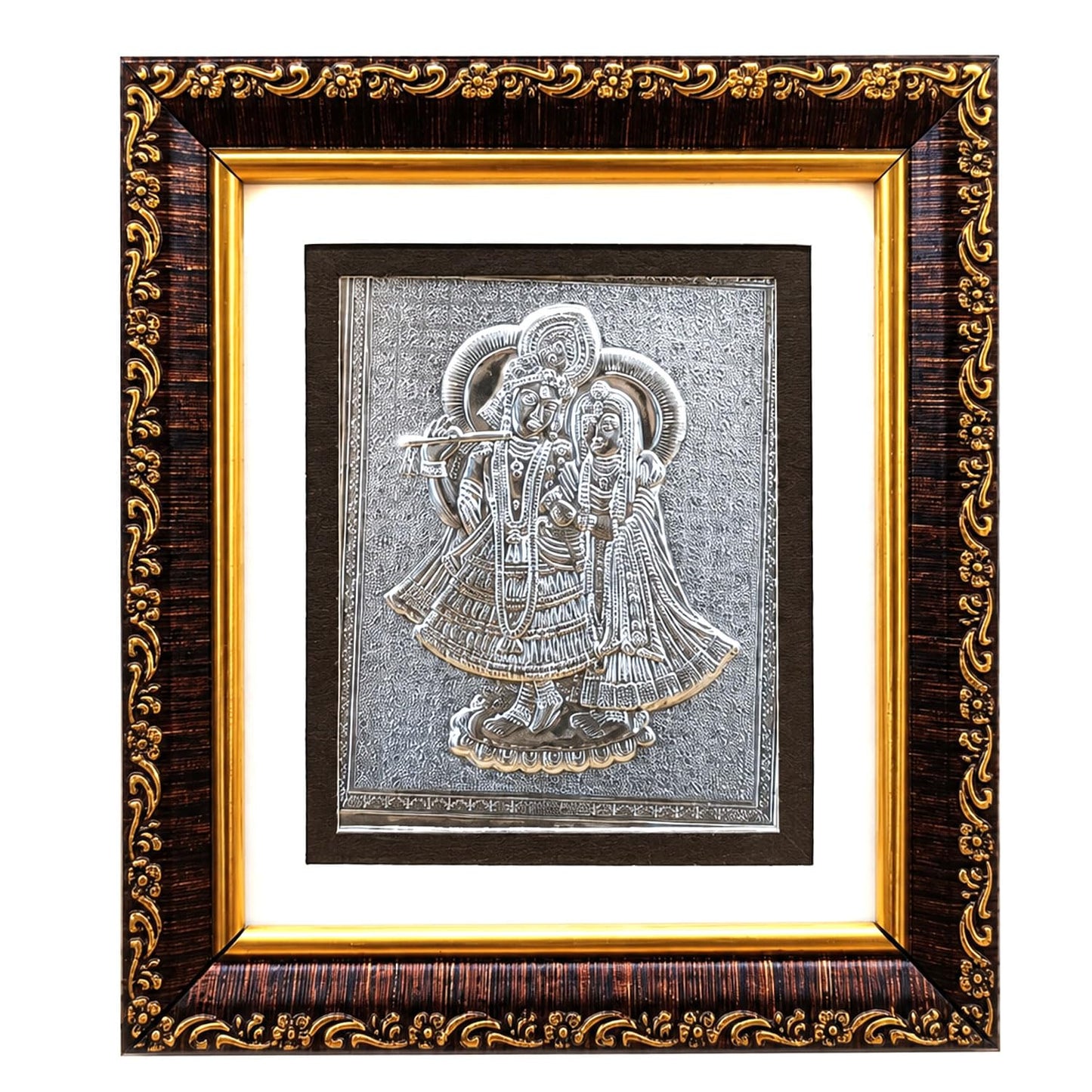 SIGNAMIO 999 Pure Silver Laxmi Ganesh Photo Frame - Elegant Gift for Pooja Room, Premium Silver Photo Frame Spiritual Decor & Blessings