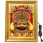 SIGNAMIO® Designer Handmade Stone Moti Work with Gold led Light Sculpture of 3D Khatu Shyam wall Hanging Photo Frame with for Puja Room,Home,Office,wall decoration-1pcs (23X18 Inch)