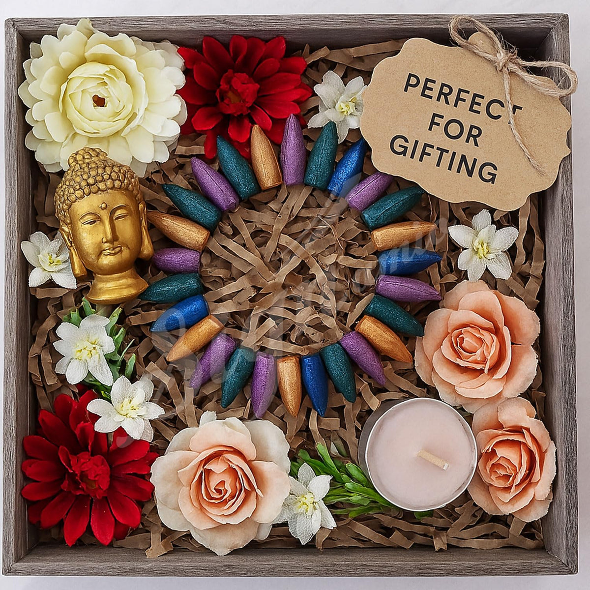 SIGNAMIO Wood Back Flow For Incense Holder Burner Back Flow Incense Cones, Aromatherapy Ornament Home Decor-100-Pcs-Cone-Multi Color