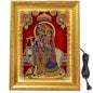 SIGNAMIO® Designer Handmade Stone Moti Work with Gold led Light Sculpture of 3D Lord Radha Krishna wall Hanging Photo Frame with for Puja Room,Home,Office,wall decoration-1pcs (23x18 Inch)