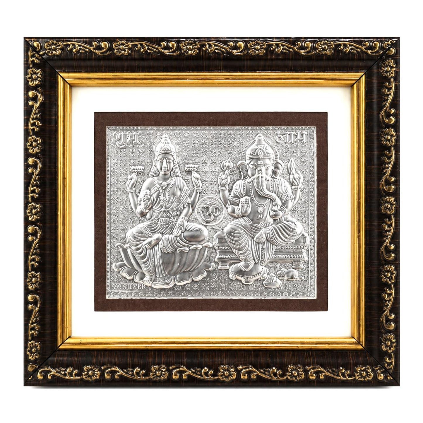 SIGNAMIO® Designer Handmade Stone Moti Work with Gold led Light Sculpture of 3D Khatu Shyam wall Hanging Photo Frame with for Puja Room,Home,Office,wall decoration-1pcs (23X18 Inch)