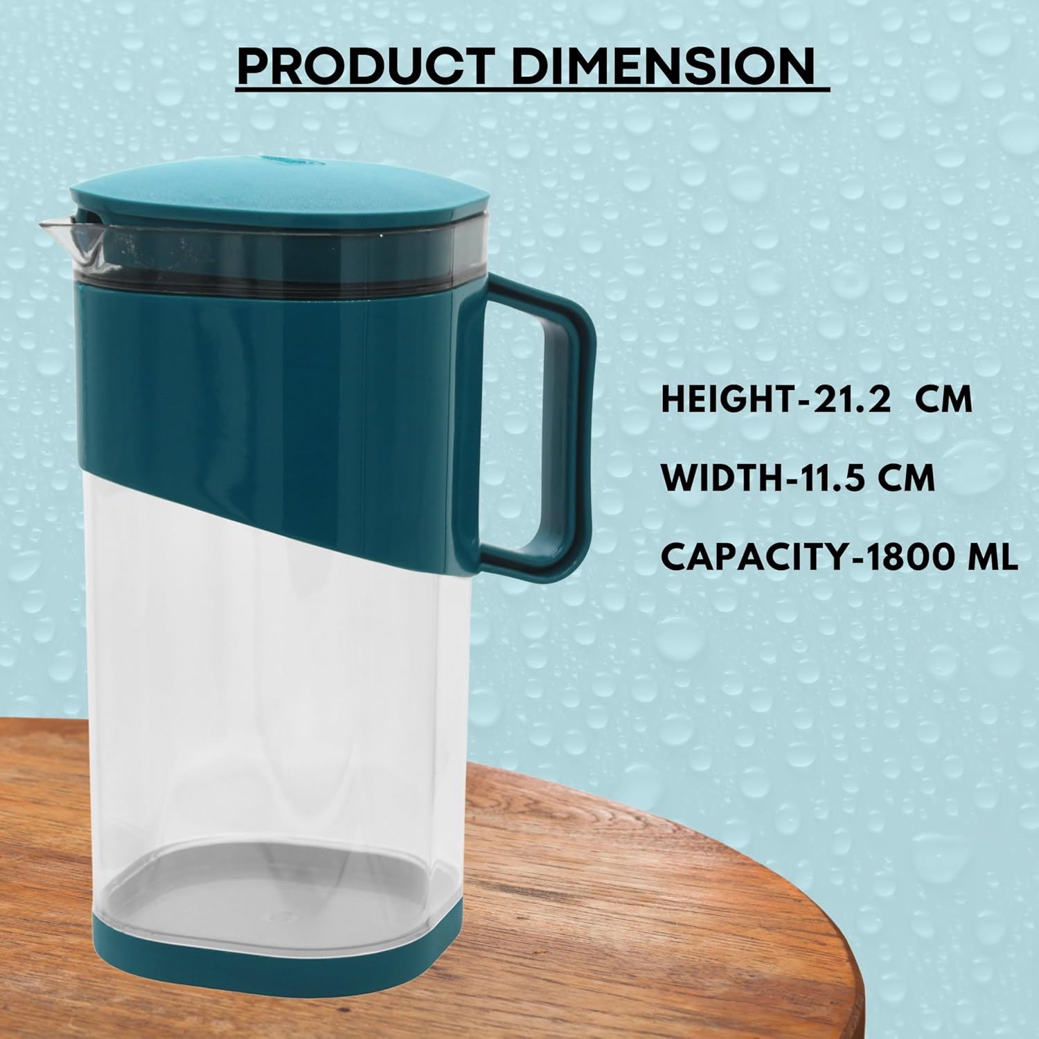Signamio 1800 ML Water Jug - Elegant Jug for Water and Juice Serving, Ideal Water Jugs for Dining Table - 1800 ML Capacity, Durable and Stylish Design for Home and Office Use-Green