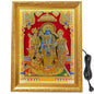 SIGNAMIO® Designer Handmade Stone Moti Work with Gold led Light Sculpture of 3D Lord Ram Darbar wall Hanging Photo Frame with for Puja Room,Home,Office,wall decoration-1pcs (14X11 Inch)