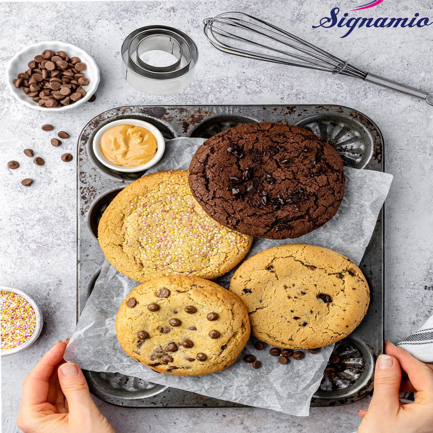SIGNAMIO® Stainless Steel Cookie Cutter Shapes for Kids Flower, Round, Heart, Star Biscuit Metal Molds Cutters for Kitchen,Baking,Cutlet, Pastry Tools - 12 pcs Each Set
