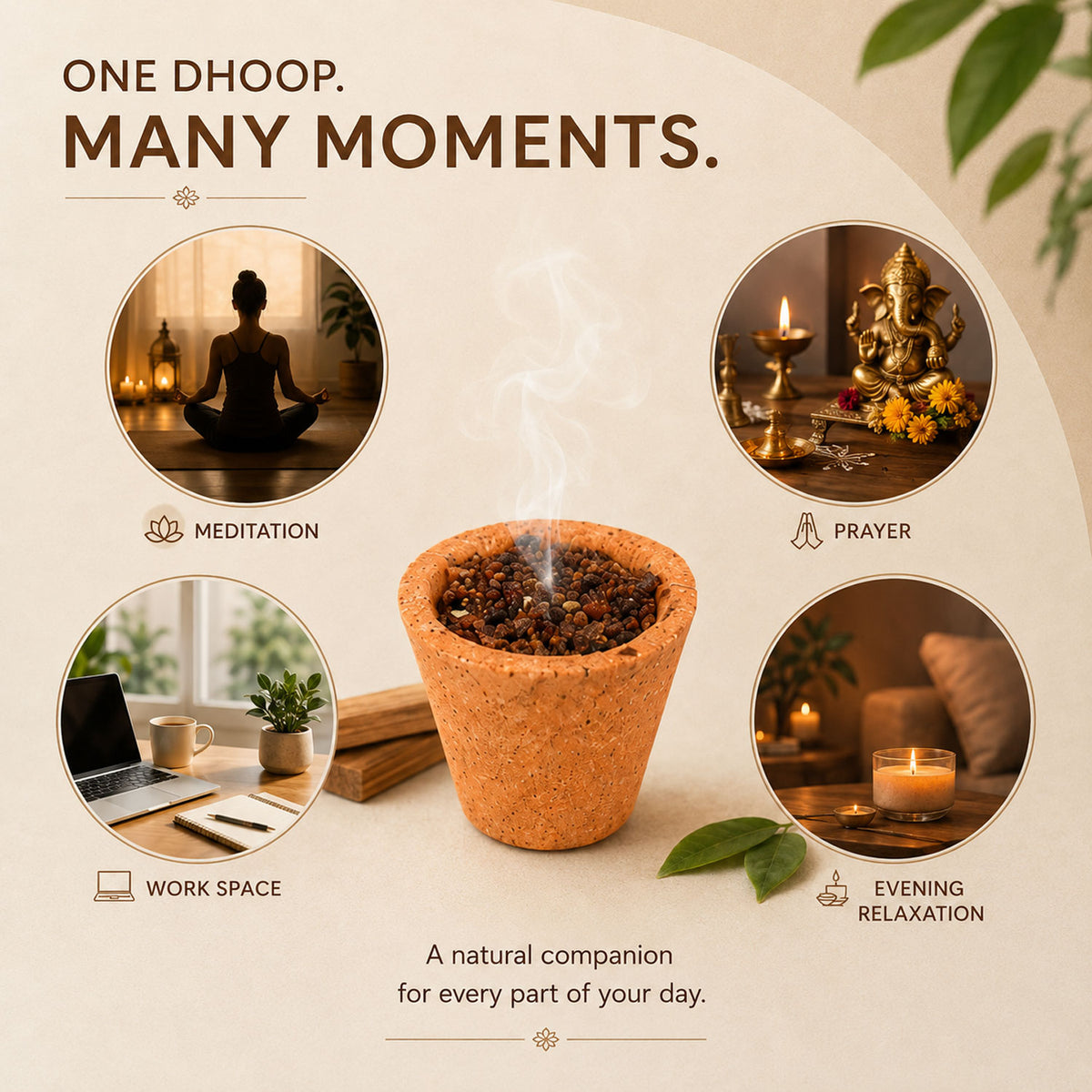 Premium Sambrani Dhoop Cup -Sandal -(Packing-Tray Packing)