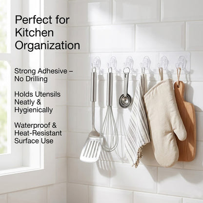 Self Adhesive 6-in-1 Wall Hooks 1 pcs -