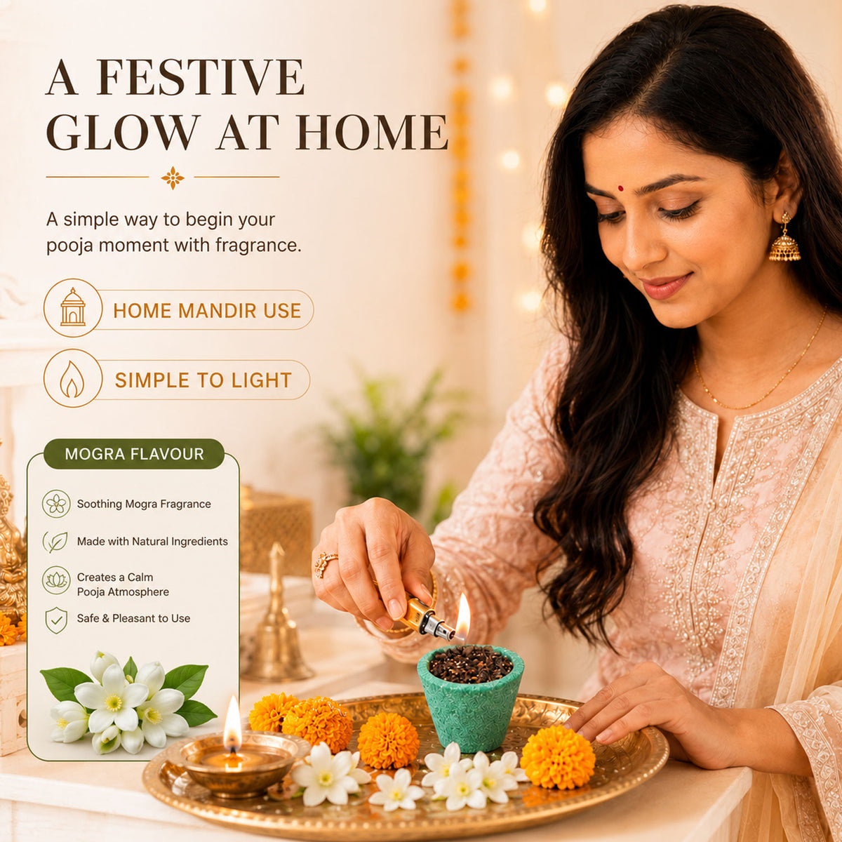 Premium Mini Sambrani Dhoop Cup -Mogra -(Packing-Plastic Box)