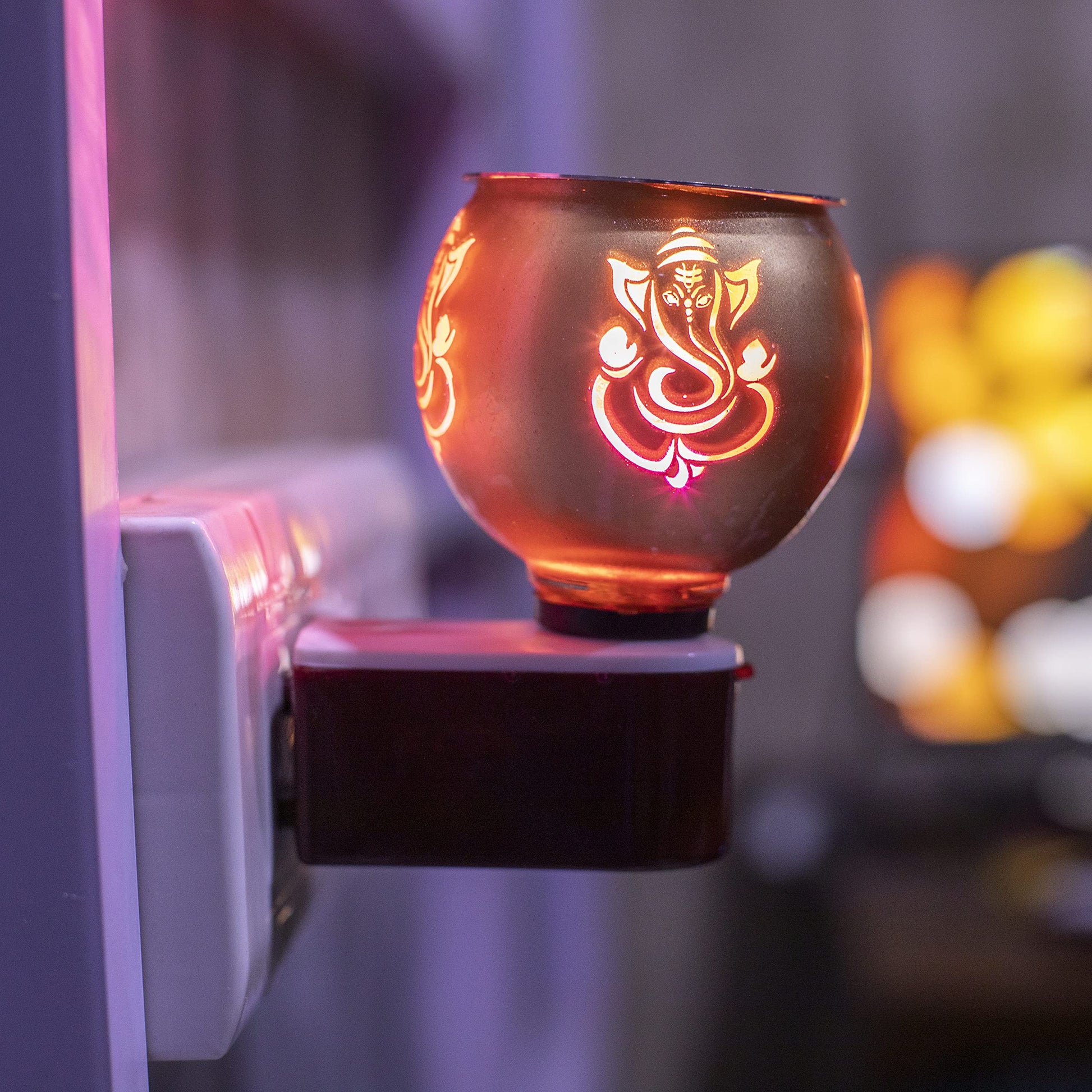 SIGNAMIO Multi Color 2 in 1 Electric Kapoor Dani Burner: Essential Home Fragrance Product & Room Freshener Diffuser with Night Lamp for Pooja Rooms, Aroma, Oil & Camphor Diffuser Capabilities-DN-Red